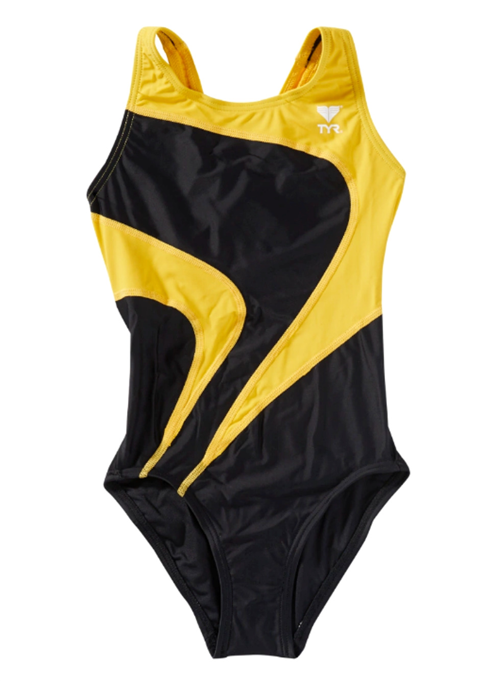 TYR Durafast YOUTH Alliance T-Splice MaxBack 1pc Swimsuit Yellow Size 24 $70